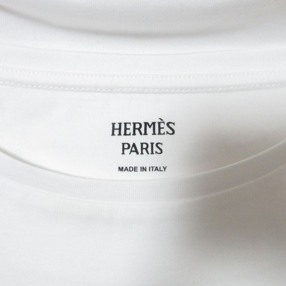 Hermes Cartouche Chevron T-Shirt Long Sleeve Top 40 White — view 6