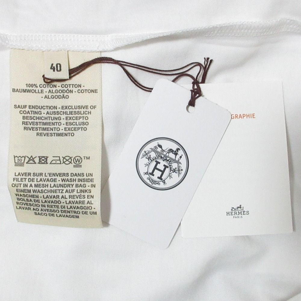 Hermes Cartouche Chevron T-Shirt Long Sleeve Top 40 White — view 7