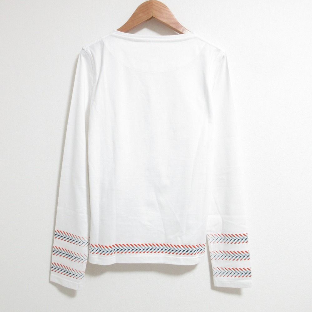 Hermes Cartouche Chevron T-Shirt Long Sleeve Top 40 White — view 2