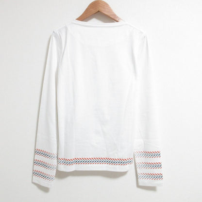 Hermes Cartouche Chevron T-Shirt Long Sleeve Top 40 White — view 2