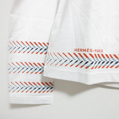 Hermes Cartouche Chevron T-Shirt Long Sleeve Top 40 White — view 5