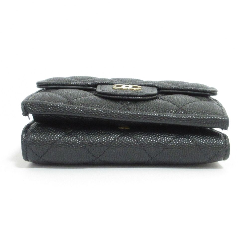 Chanel Caviar Leather Quilted Classic Small Flap Wallet Black — view 4