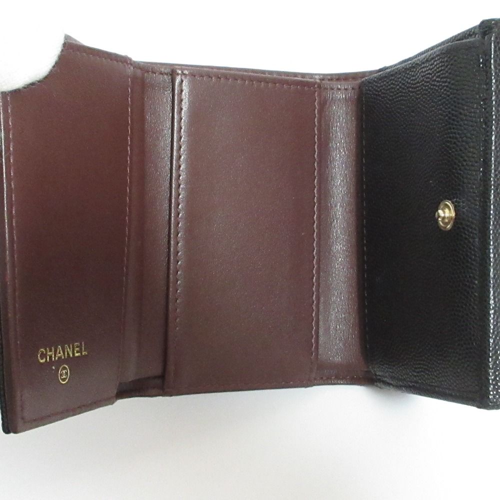 Chanel Caviar Leather Quilted Classic Small Flap Wallet Black — view 6