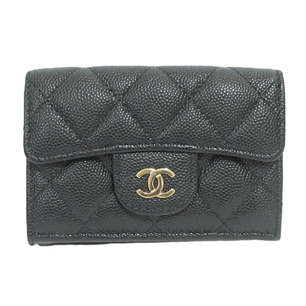 Chanel Caviar Leather Quilted Classic Small Flap Wallet Black