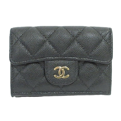 Chanel Caviar Leather Quilted Classic Small Flap Wallet Black