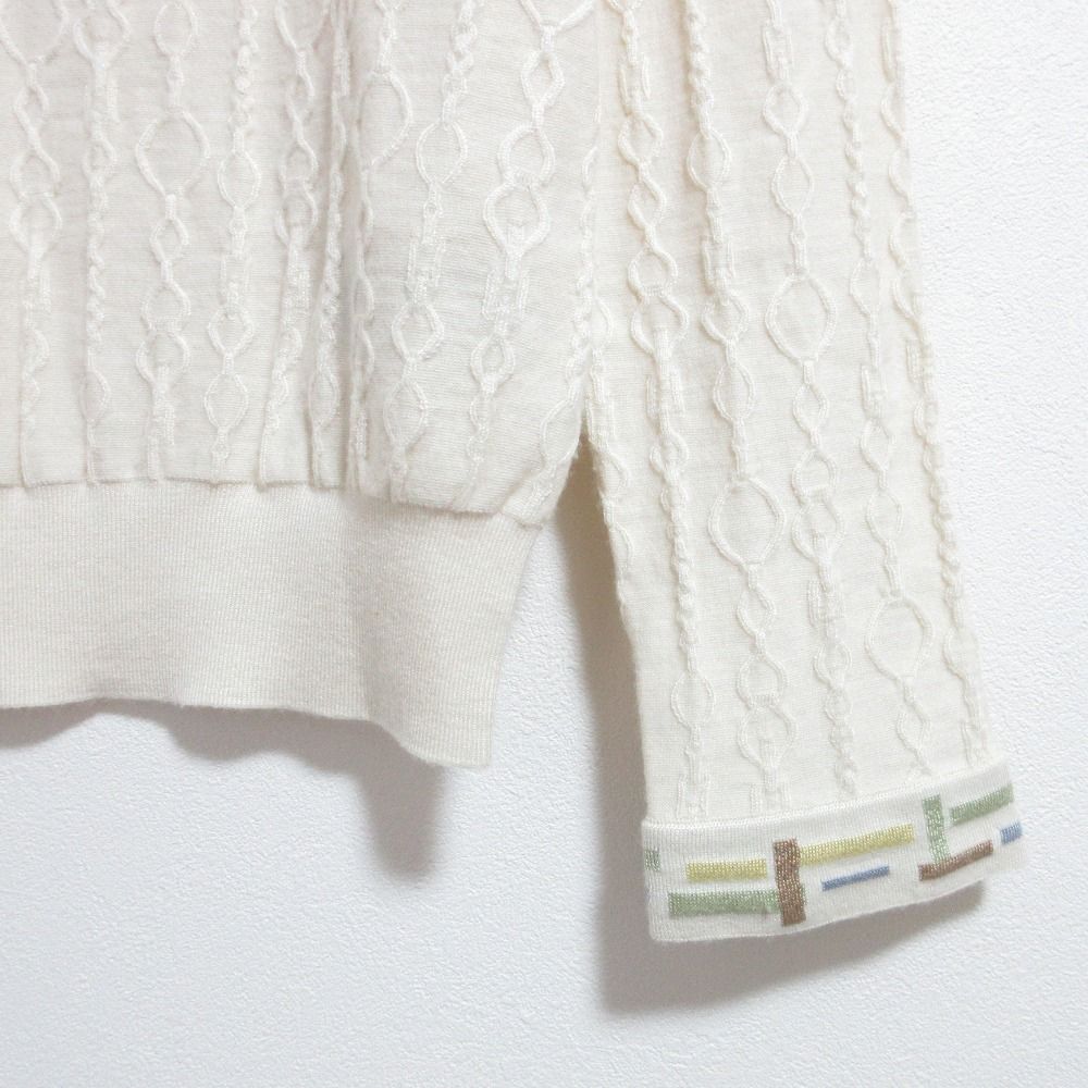 Hermes Re Boucles Cashmere Silk Knit Top 40 Ivory Sweater — view 5