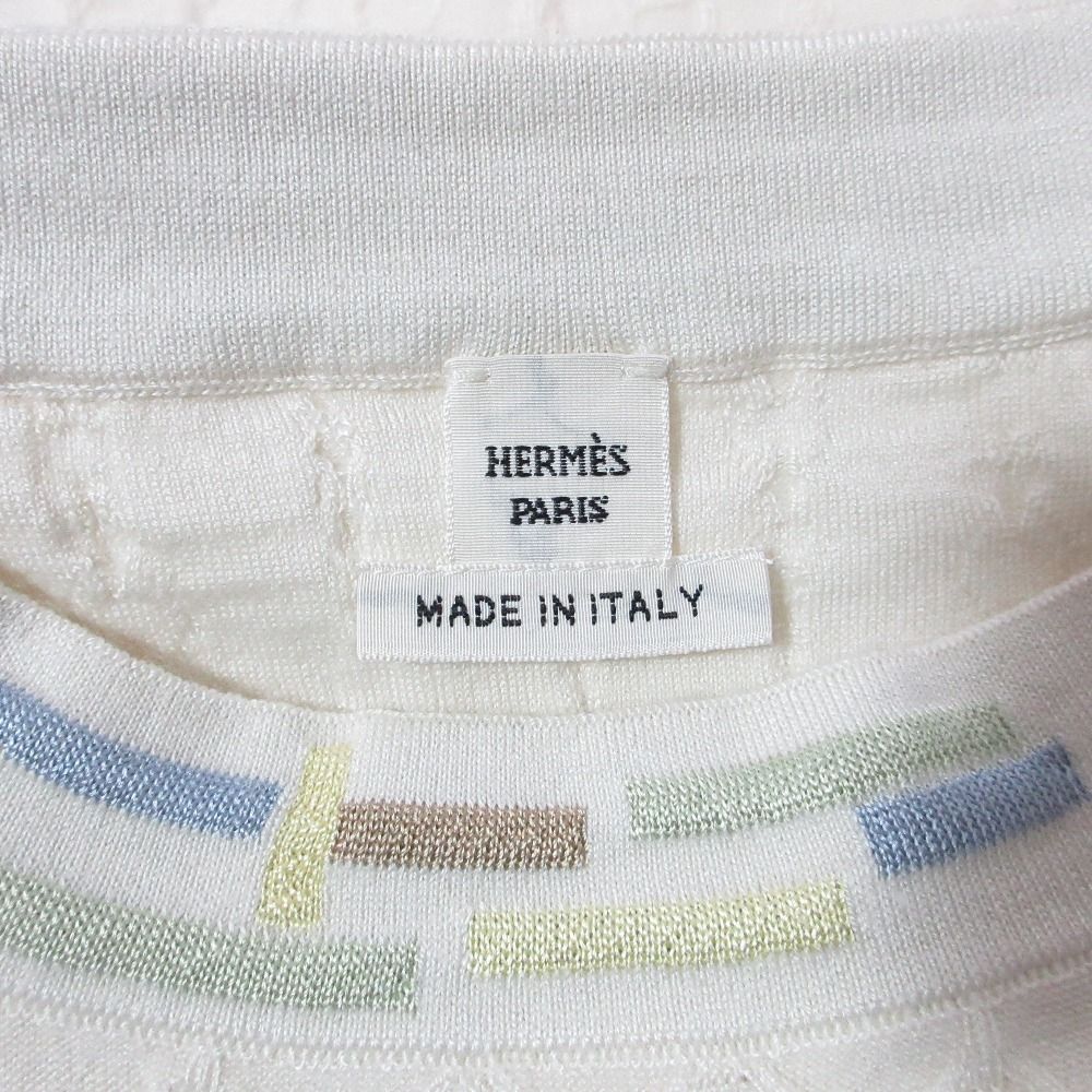 Hermes Re Boucles Cashmere Silk Knit Top 40 Ivory Sweater — view 6