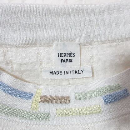Hermes Re Boucles Cashmere Silk Knit Top 40 Ivory Sweater — view 6