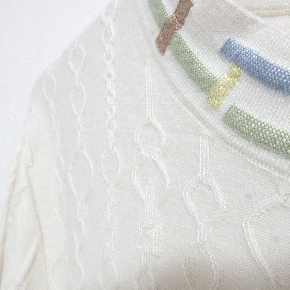 Hermes Re Boucles Cashmere Silk Knit Top 40 Ivory Sweater — view 4
