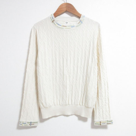Hermes Re Boucles Cashmere Silk Knit Top 40 Ivory Sweater