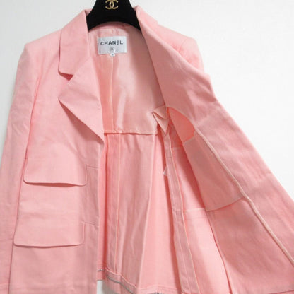 Chanel 17c Camellia Corsage 4 Pocket Cotton Drill Jacket 38 Salmon Pink — view 5