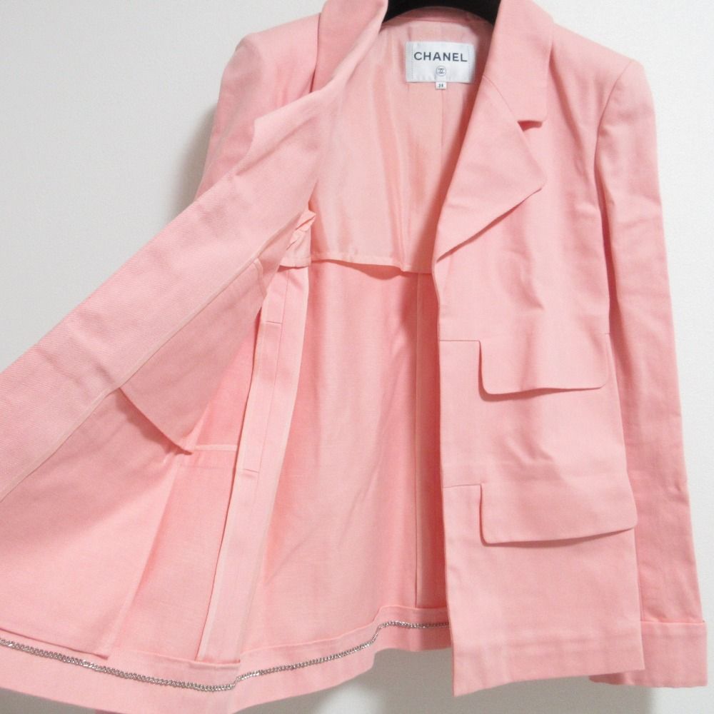 Chanel 17c Camellia Corsage 4 Pocket Cotton Drill Jacket 38 Salmon Pink — view 4