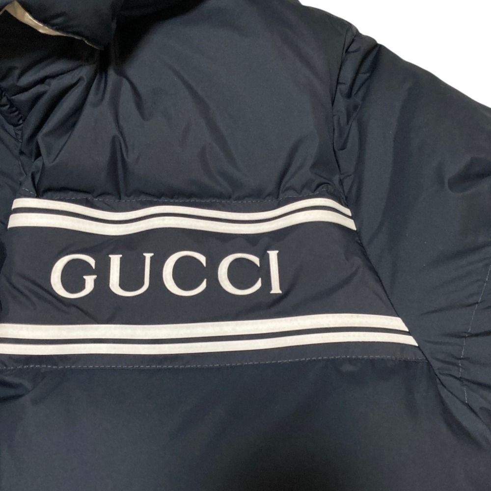 Gucci Logo Hooded Down Jacket 46 Navy — view 6