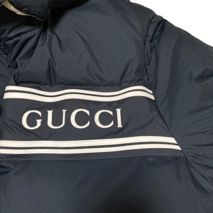 Gucci Logo Hooded Down Jacket 46 Navy — view 6
