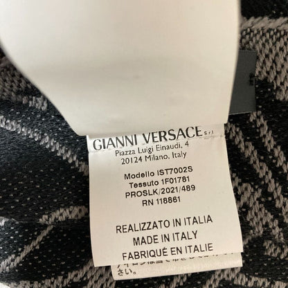 Versace Medusajagado Fringe Scarf Shawl Black Gray — view 7