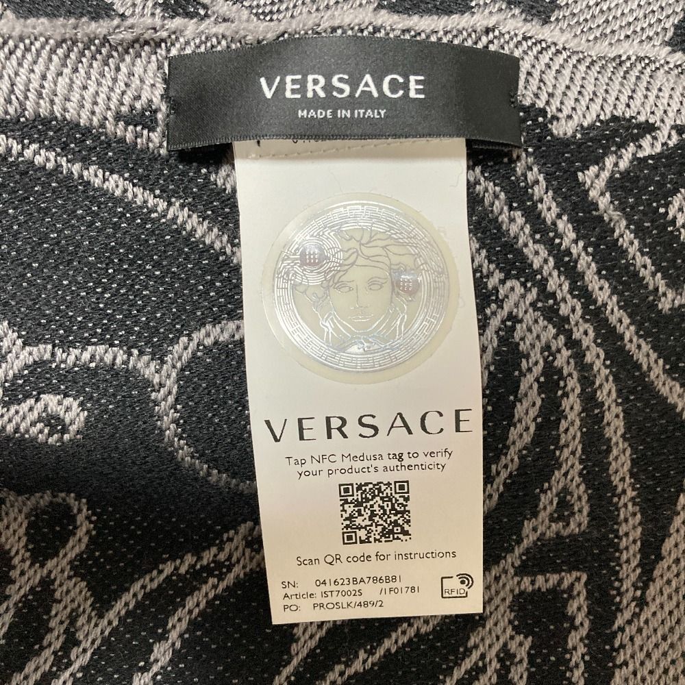Versace Medusajagado Fringe Scarf Shawl Black Gray — view 5