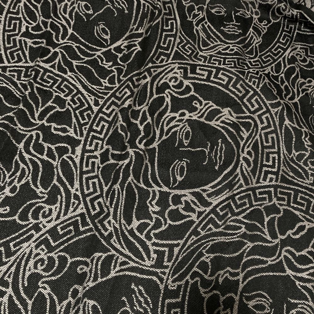 Versace Medusajagado Fringe Scarf Shawl Black Gray — view 4