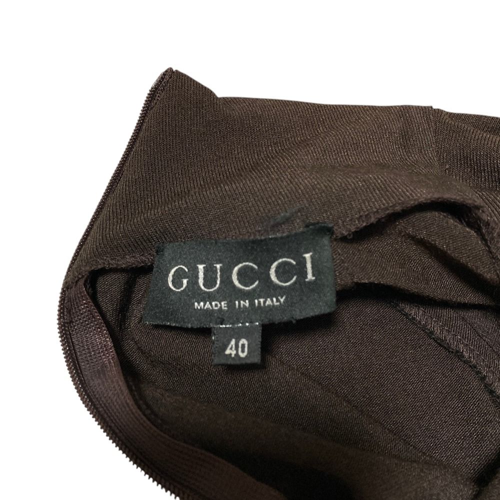 Gucci Era Long Sleeve Knit Dress 40 Brown — view 3