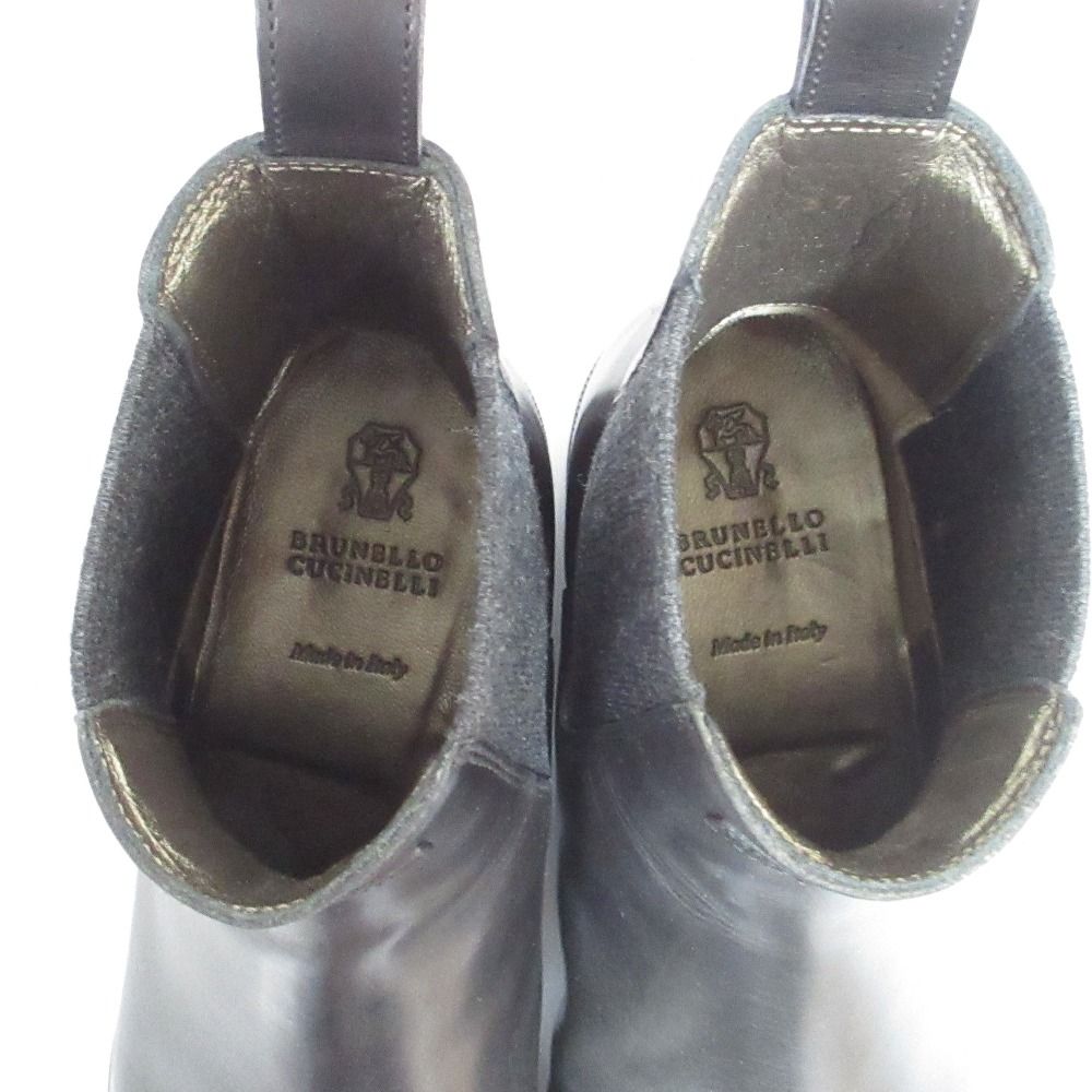 Brunello Cucinelli Lame Heels Wool Side Gore Boots 37 Black — view 5
