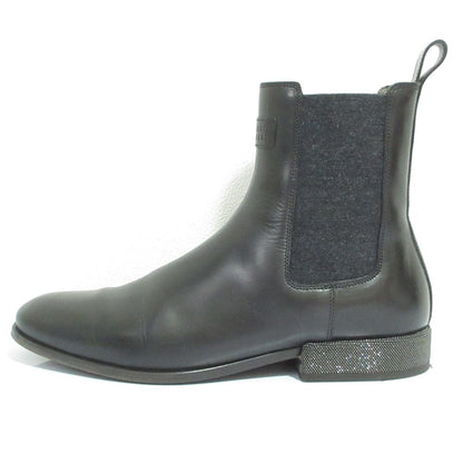 Brunello Cucinelli Lame Heels Wool Side Gore Boots 37 Black — view 2