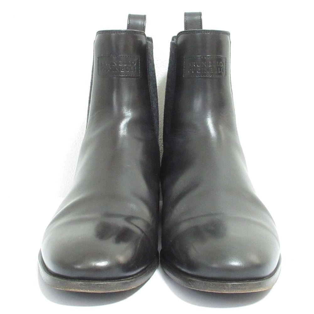 Brunello Cucinelli Lame Heels Wool Side Gore Boots 37 Black — view 3