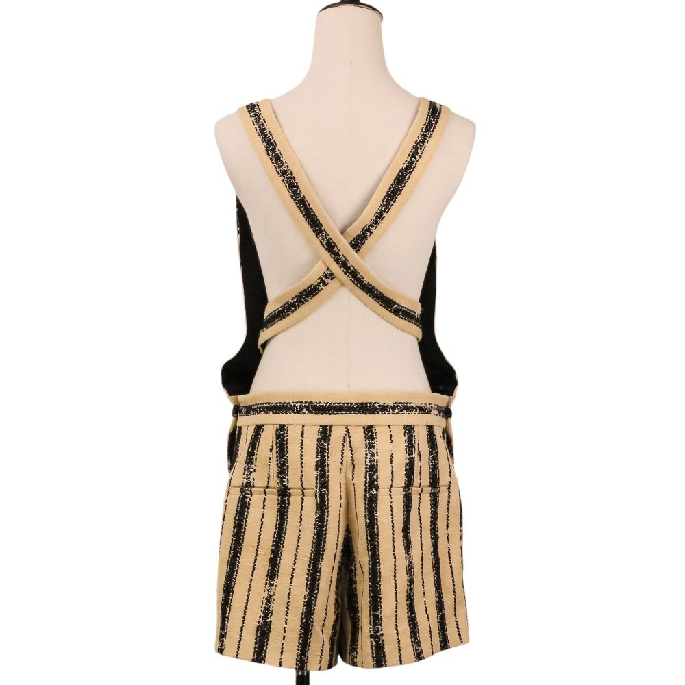 Dior Striped Silk Blend Jump Shorts All in One Beige Black — view 4