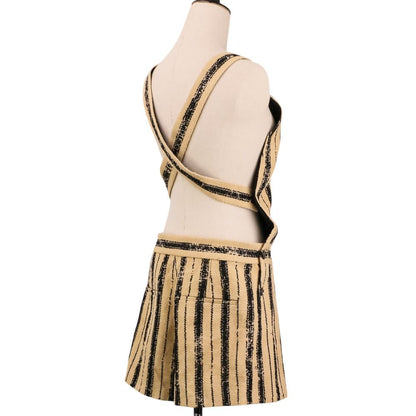 Dior Striped Silk Blend Jump Shorts All in One Beige Black — view 5