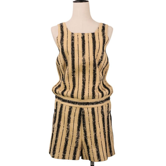 Dior Striped Silk Blend Jump Shorts All in One Beige Black