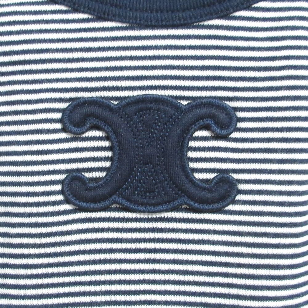 Celine Triomphe Striped Jersey Tank Top M Navy — view 4