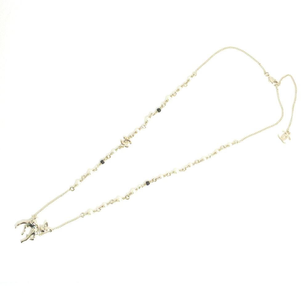 Chanel Pearl CC Logo Bambi Necklace Gold — view 2