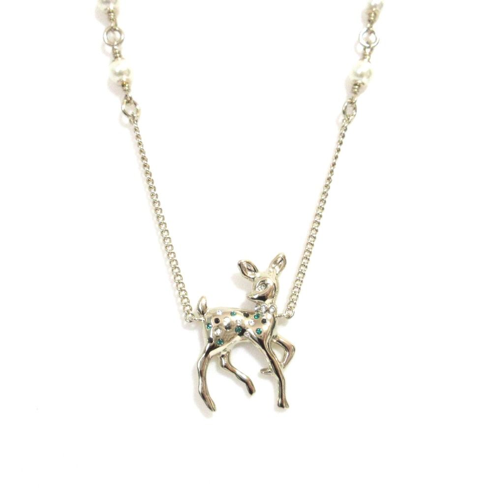 Chanel Pearl CC Logo Bambi Necklace Gold