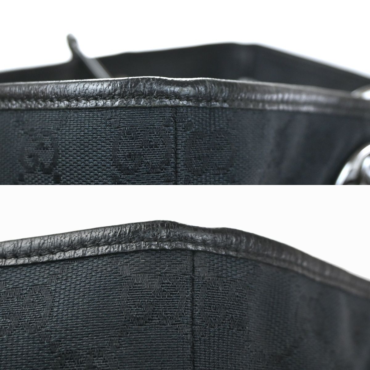 Gucci Shoulder Bag Tote Black Canvas Leather — view 8