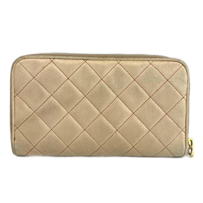 Prada Wallet Leather Quilted Zip Around Logo Gold Beige — view 2
