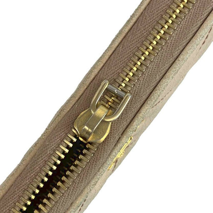 Prada Wallet Leather Quilted Zip Around Logo Gold Beige — view 8