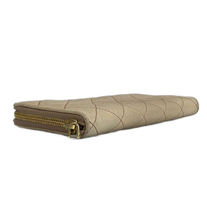 Prada Wallet Leather Quilted Zip Around Logo Gold Beige — view 6