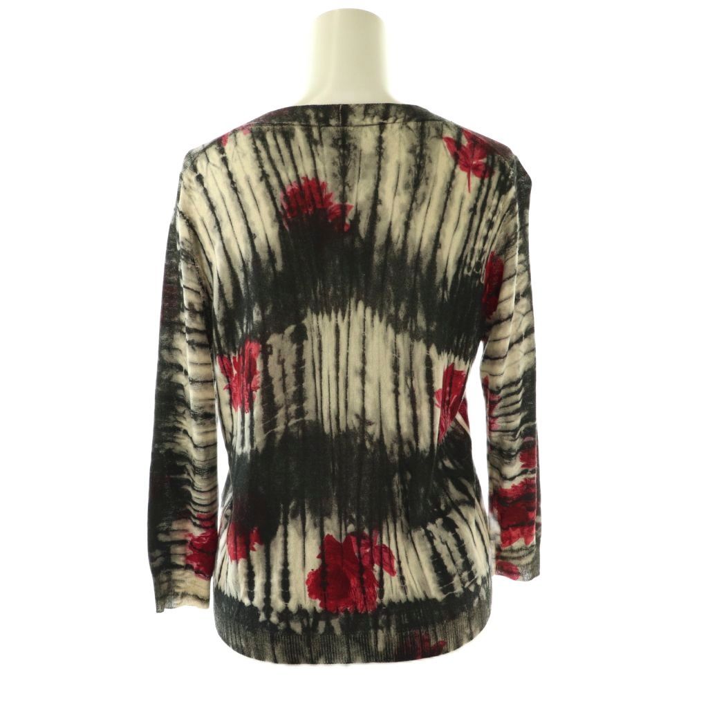 Prada Cardigan Floral All Over Pattern Knit 42 Black White Red ES — view 2