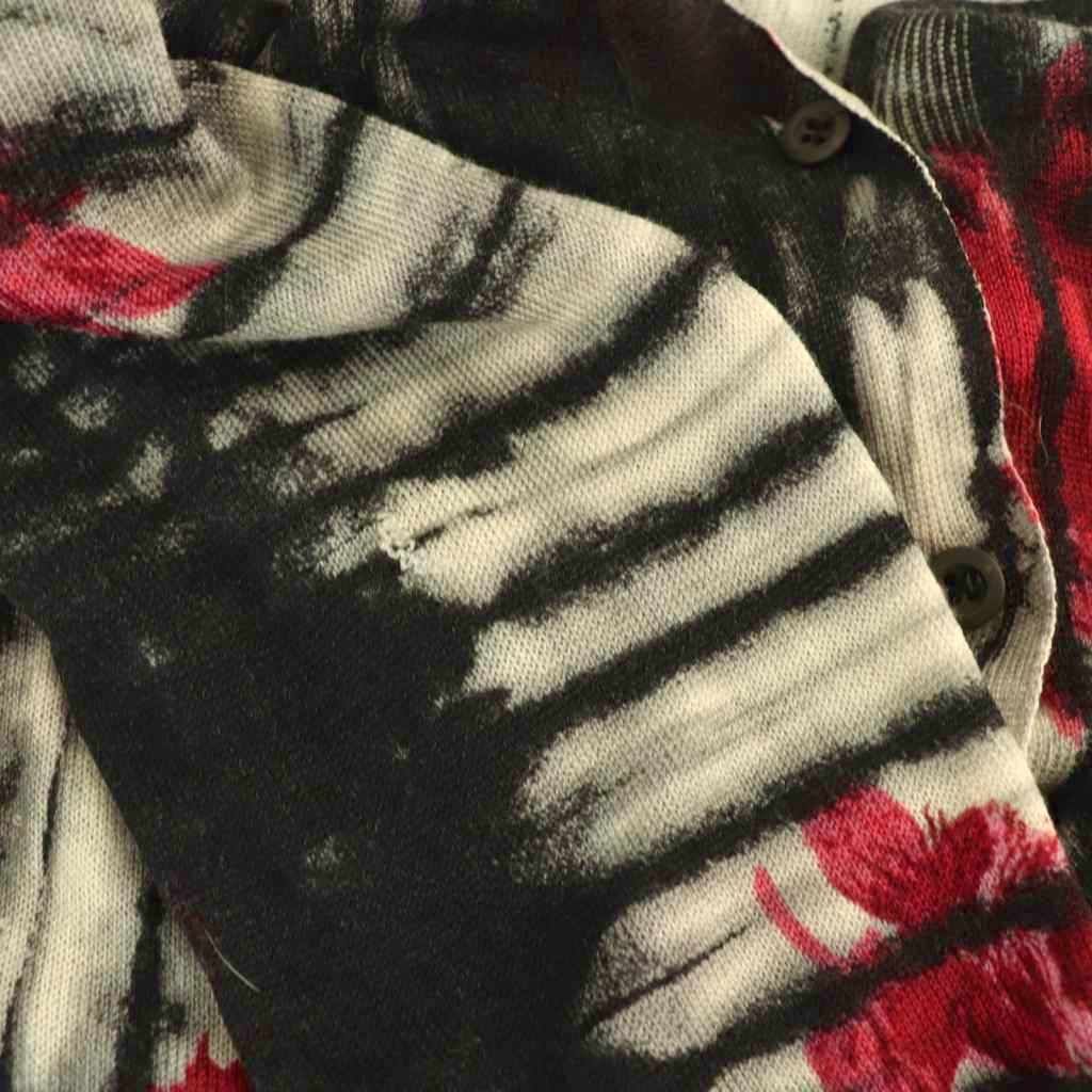 Prada Cardigan Floral All Over Pattern Knit 42 Black White Red ES — view 7