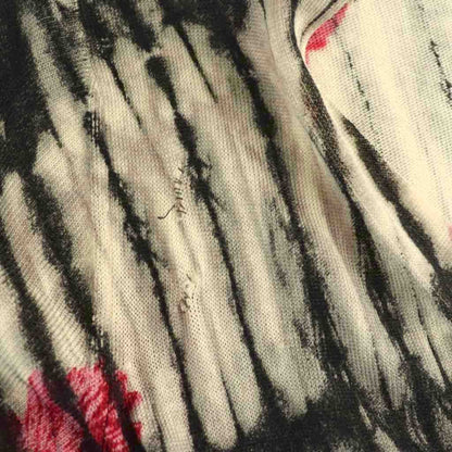 Prada Cardigan Floral All Over Pattern Knit 42 Black White Red ES — view 6