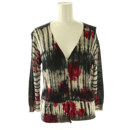 Prada Cardigan Floral All Over Pattern Knit 42 Black White Red ES