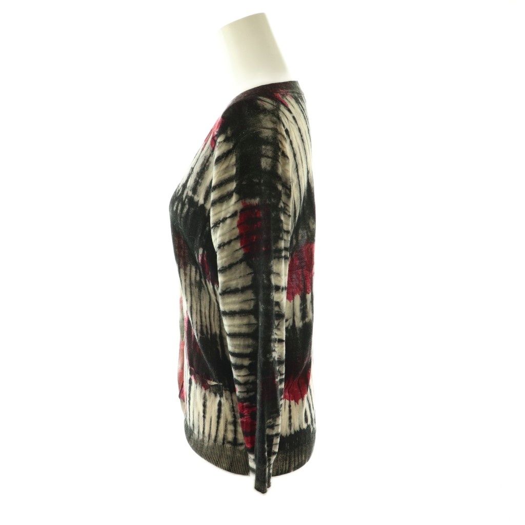 Prada Cardigan Floral All Over Pattern Knit 42 Black White Red ES — view 3