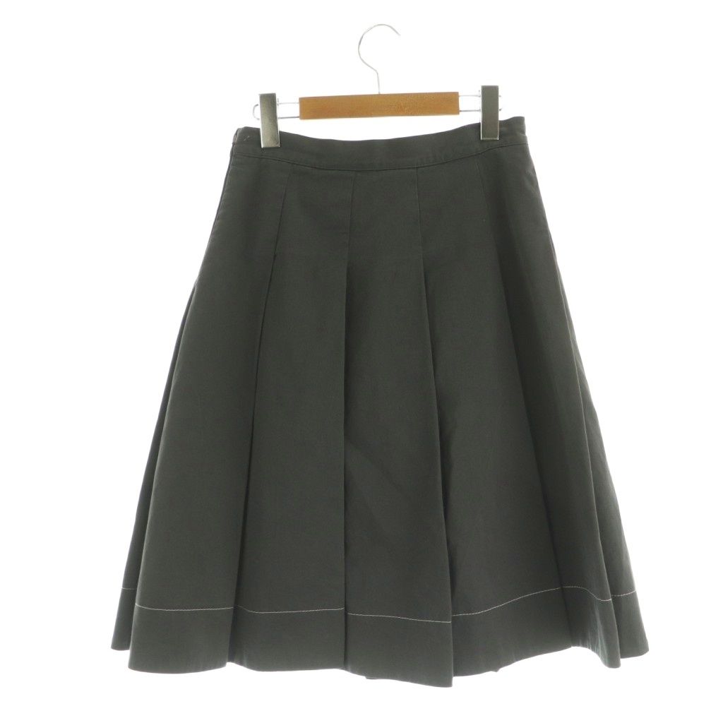 Prada Tuck Skirt Long Cotton 40 Gray MY — view 2