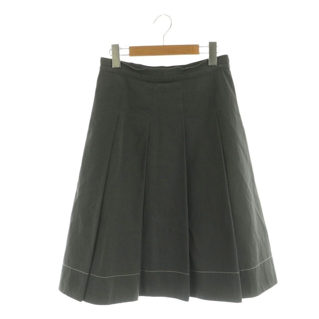 Prada Tuck Skirt Long Cotton 40 Gray MY