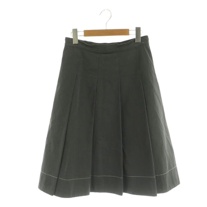 Prada Tuck Skirt Long Cotton 40 Gray MY
