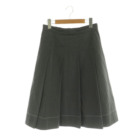 Prada Tuck Skirt Long Cotton 40 Gray MY