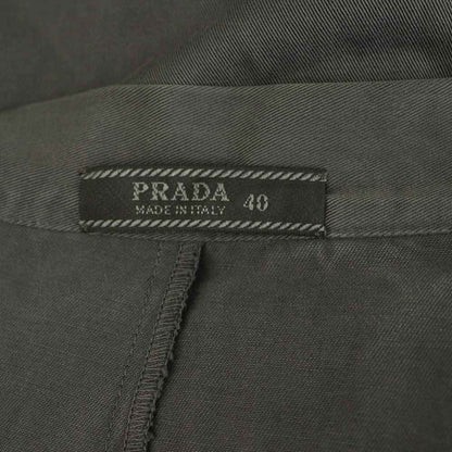 Prada Tuck Skirt Long Cotton 40 Gray MY — view 3