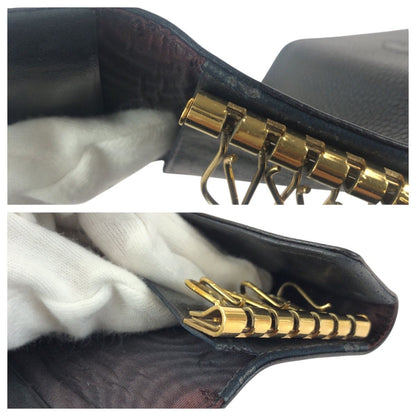 Chanel Vintage CC Logo 6 Rows Black Gold Caviar Leather Key Case Key Holder — view 6