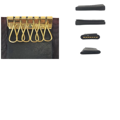 Chanel Vintage CC Logo 6 Rows Black Gold Caviar Leather Key Case Key Holder — view 9