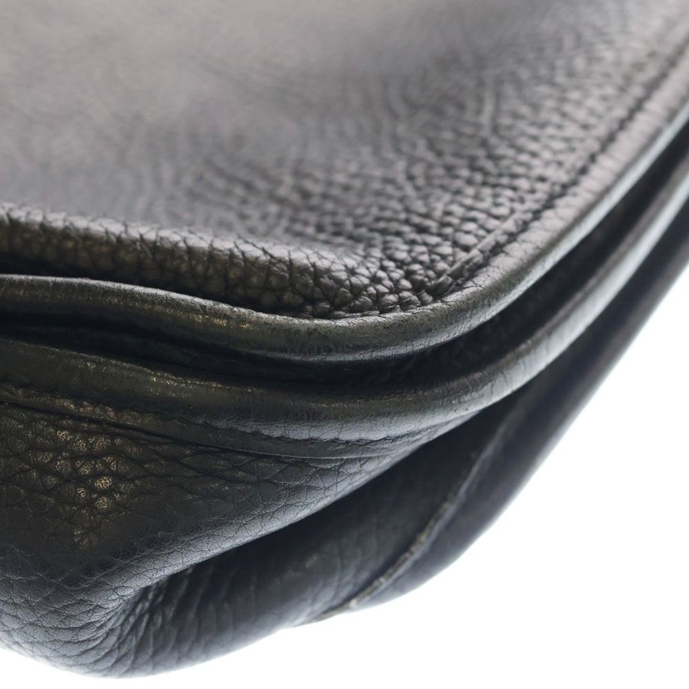 Hermes Evelyne PM Taurillon Clemence Leather Shoulder Bag Silver Black — view 6