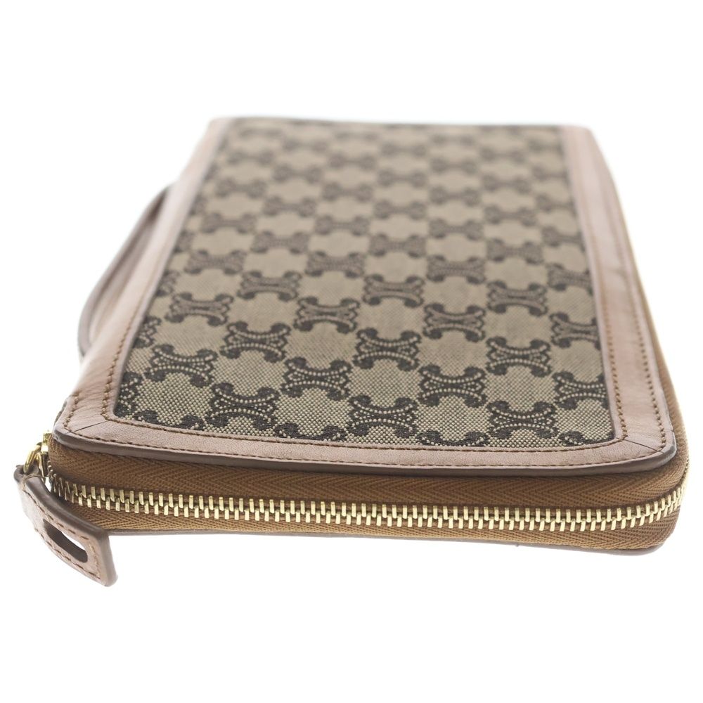 Celine Triomphe Canvas Zip Around Organizer Wallet Brown Gray — view 3