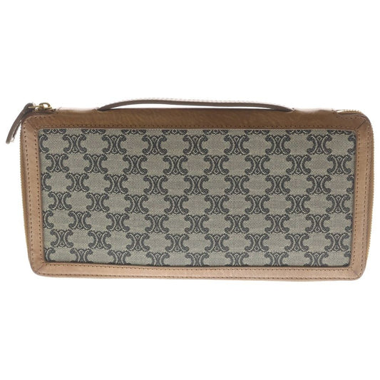 Celine Triomphe Canvas Zip Around Organizer Wallet Brown Gray